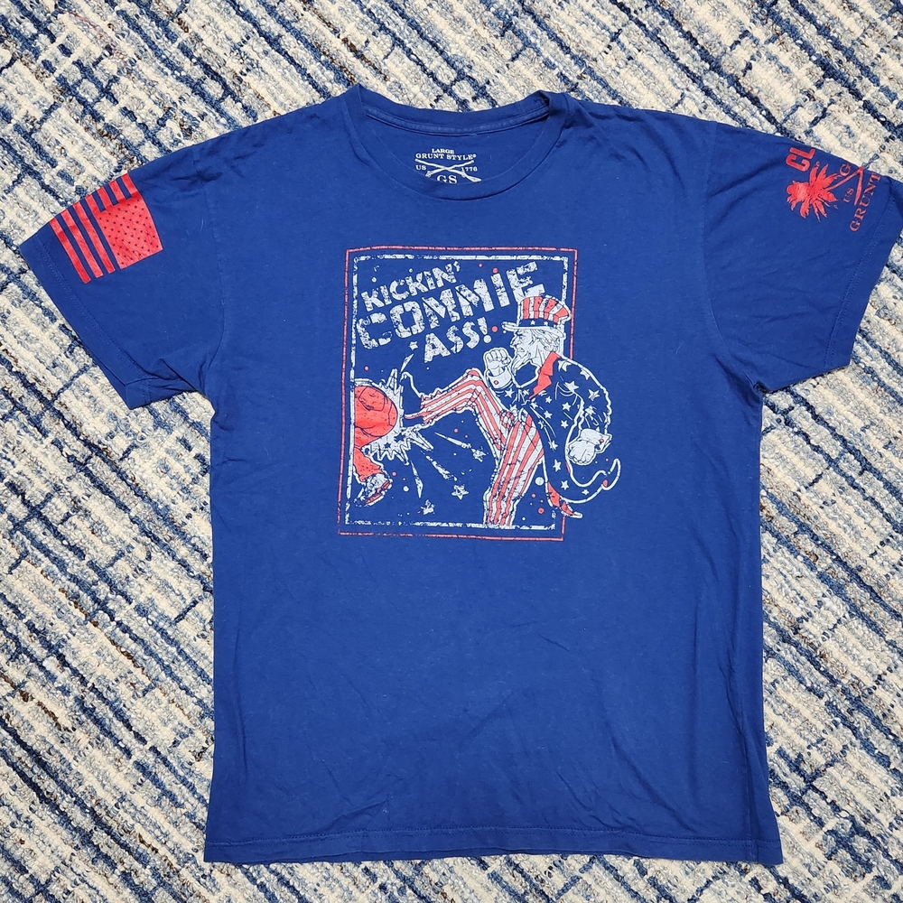 Grunt Style Blue Graphic T-Shirt for Men Size Large